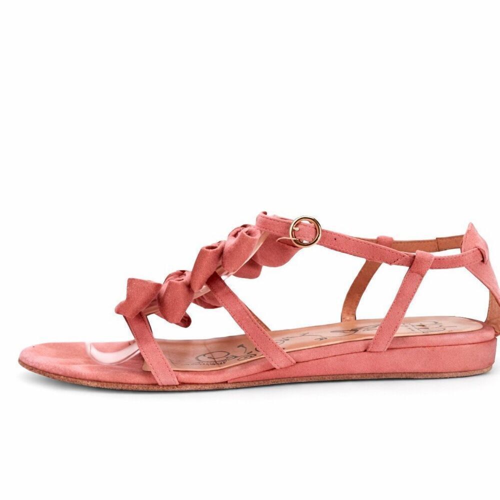 Tibi Pink Suede Bow Sandals Size 6.5 With Original Box